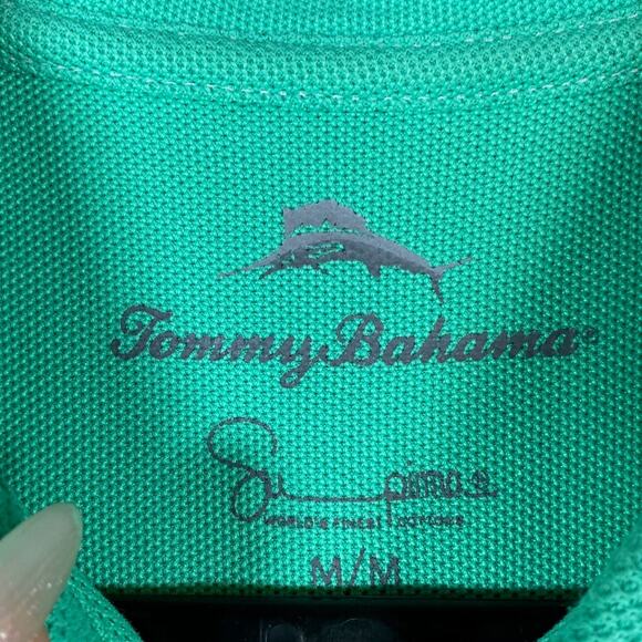 Tommy Bahama Mens Shirt Green Polo Short Sleeve Pima Cotton Medium - Picture 6 of 12